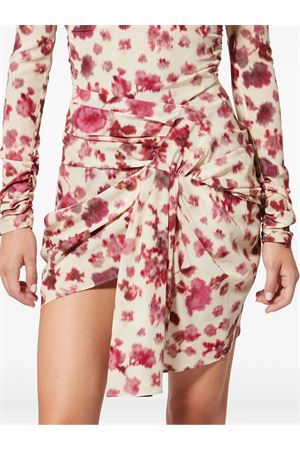 Gonna Corta Drappeggiata Ovia In Seta Stretch Con Stampa ISABEL MARANT | JU0422FCD1J11I40PK